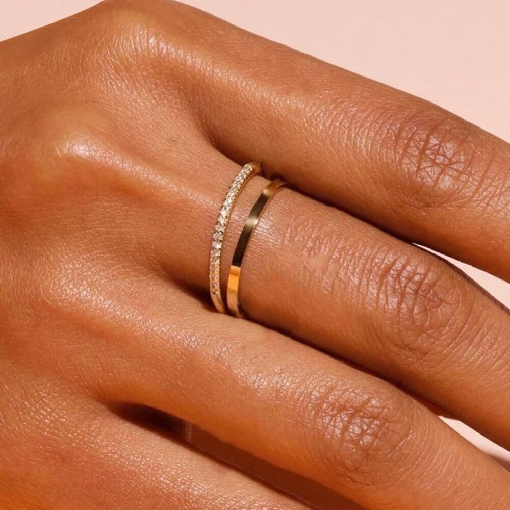 Dainty Gold Rings Set with Cubic Zirconia – Perfect for Stacking & Gifting - Picture 6 of 9